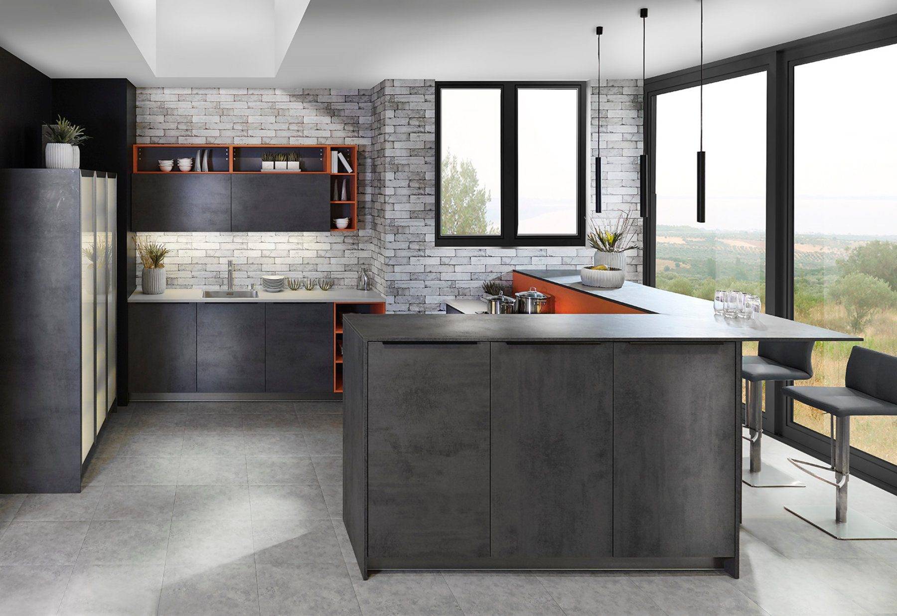 Brigitte Dark Concrete Kitchen 2 | Zara Kitchen Design, Wokingham