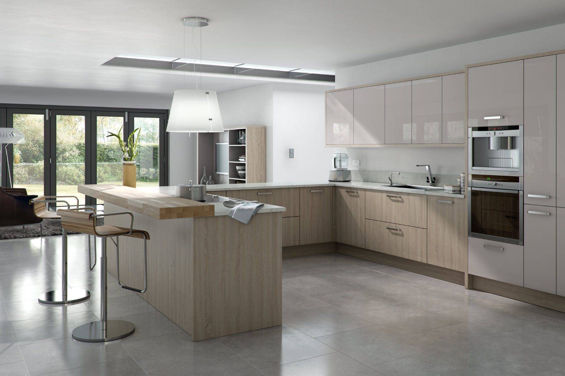 Daval Light Gloss Wood U Shaped Kitchen | Zara Kitchen Design, Wokingham