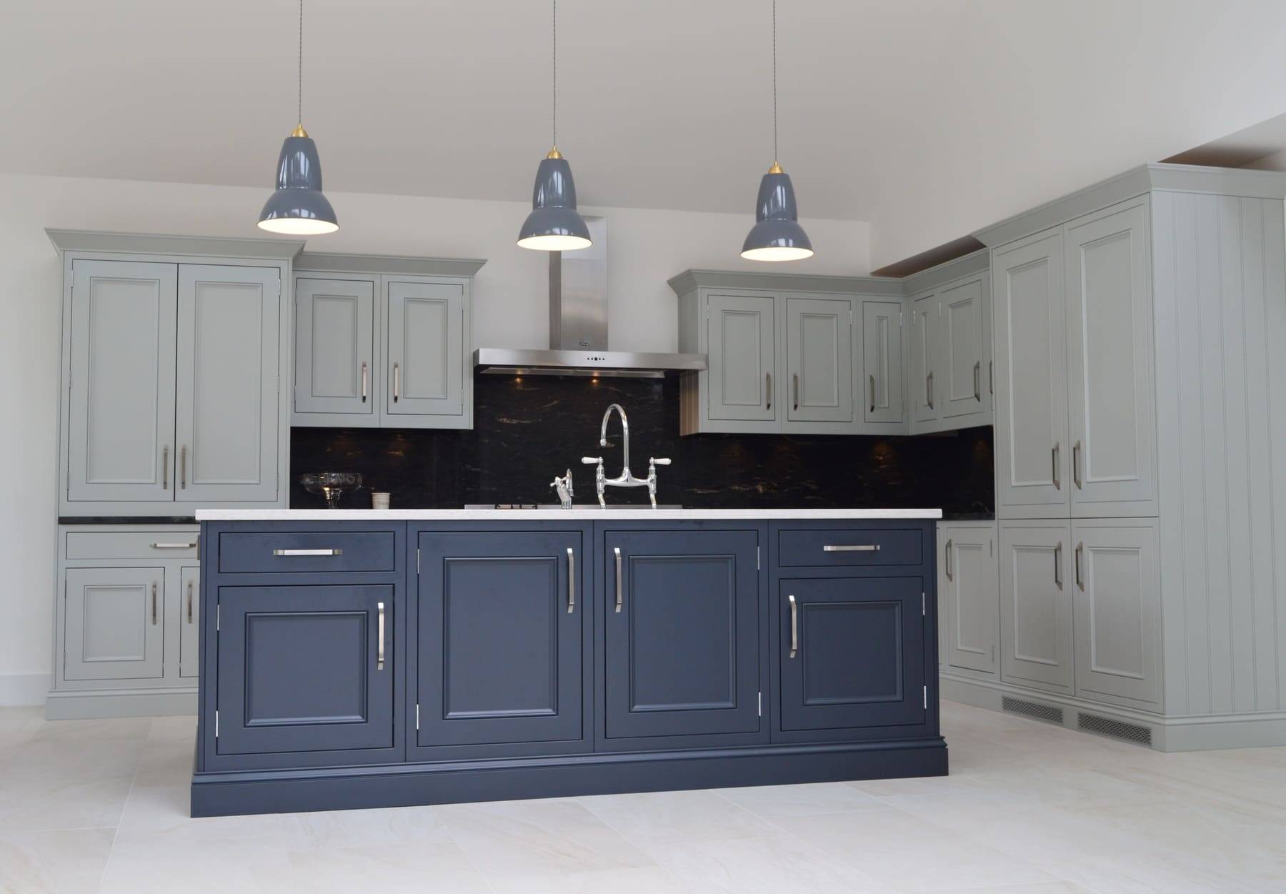 Grey Shaker Kitchen With Navy Island4 | Stanford Design, Upminster