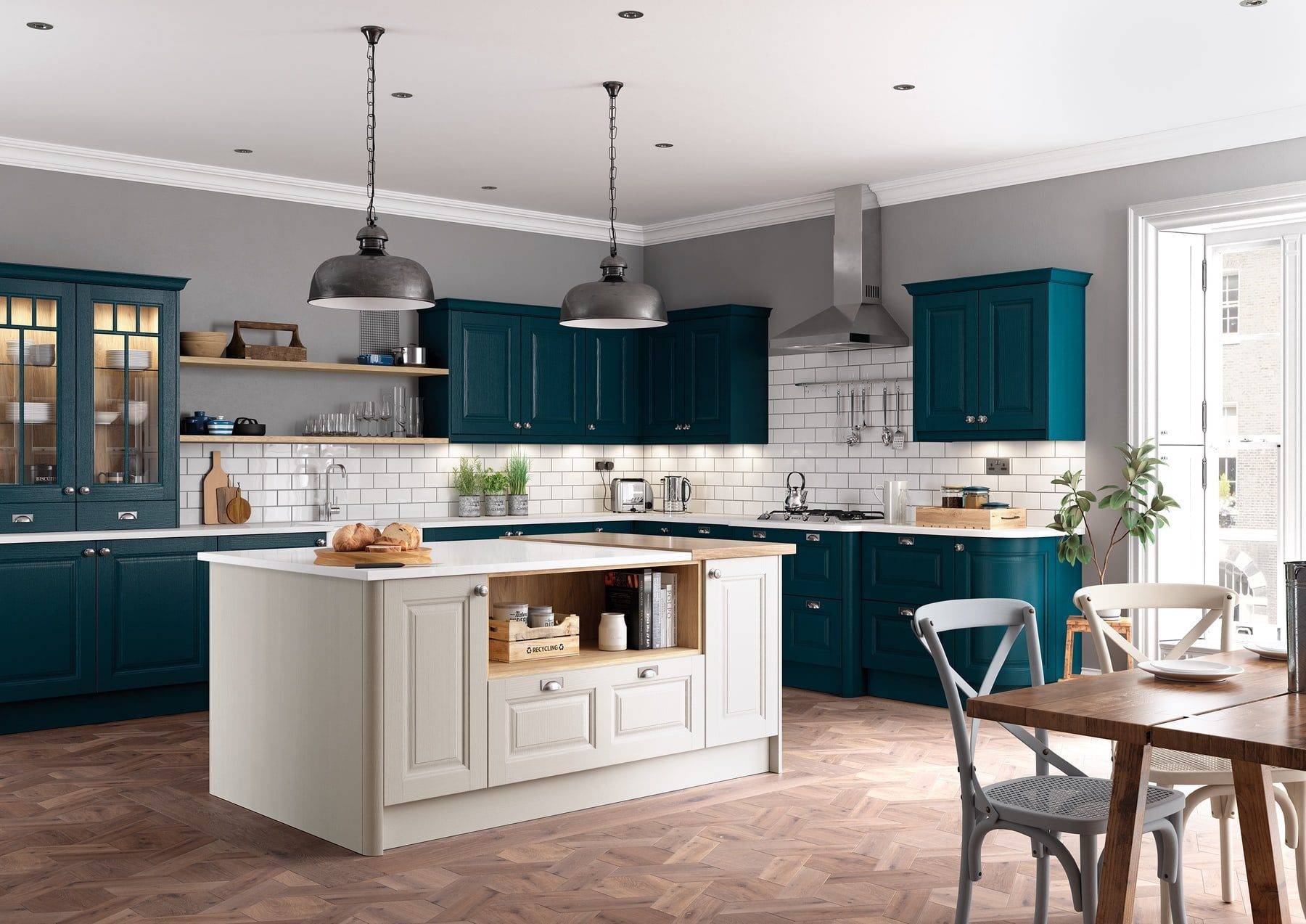 Jefferson Shell And Marine Shaker L Shaped Kitchen With Island | Stanford Design, Upminster