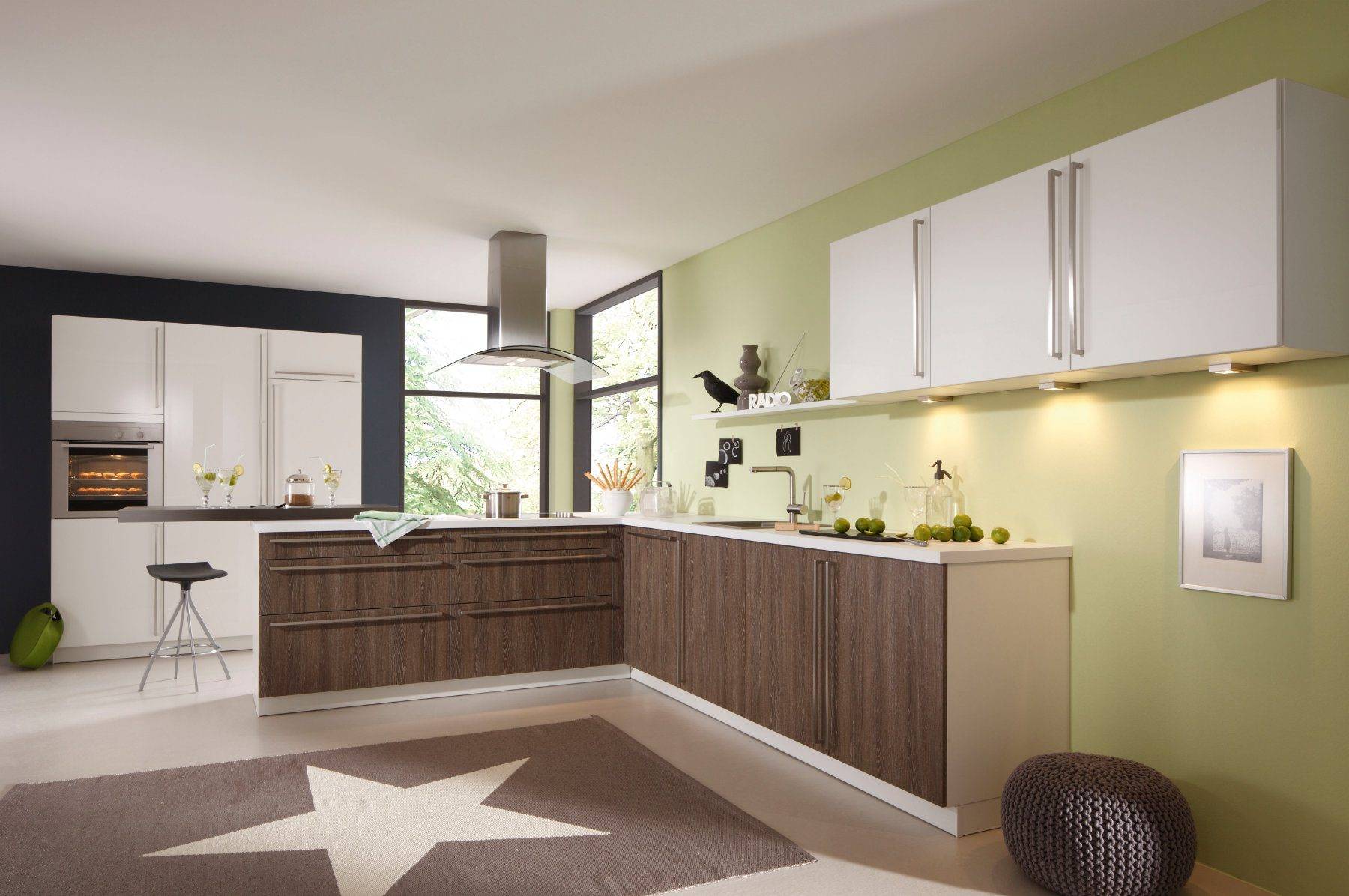 Bauformat White Gloss Wood L Shaped Kitchen | Cotswood Kitchens, Blockley