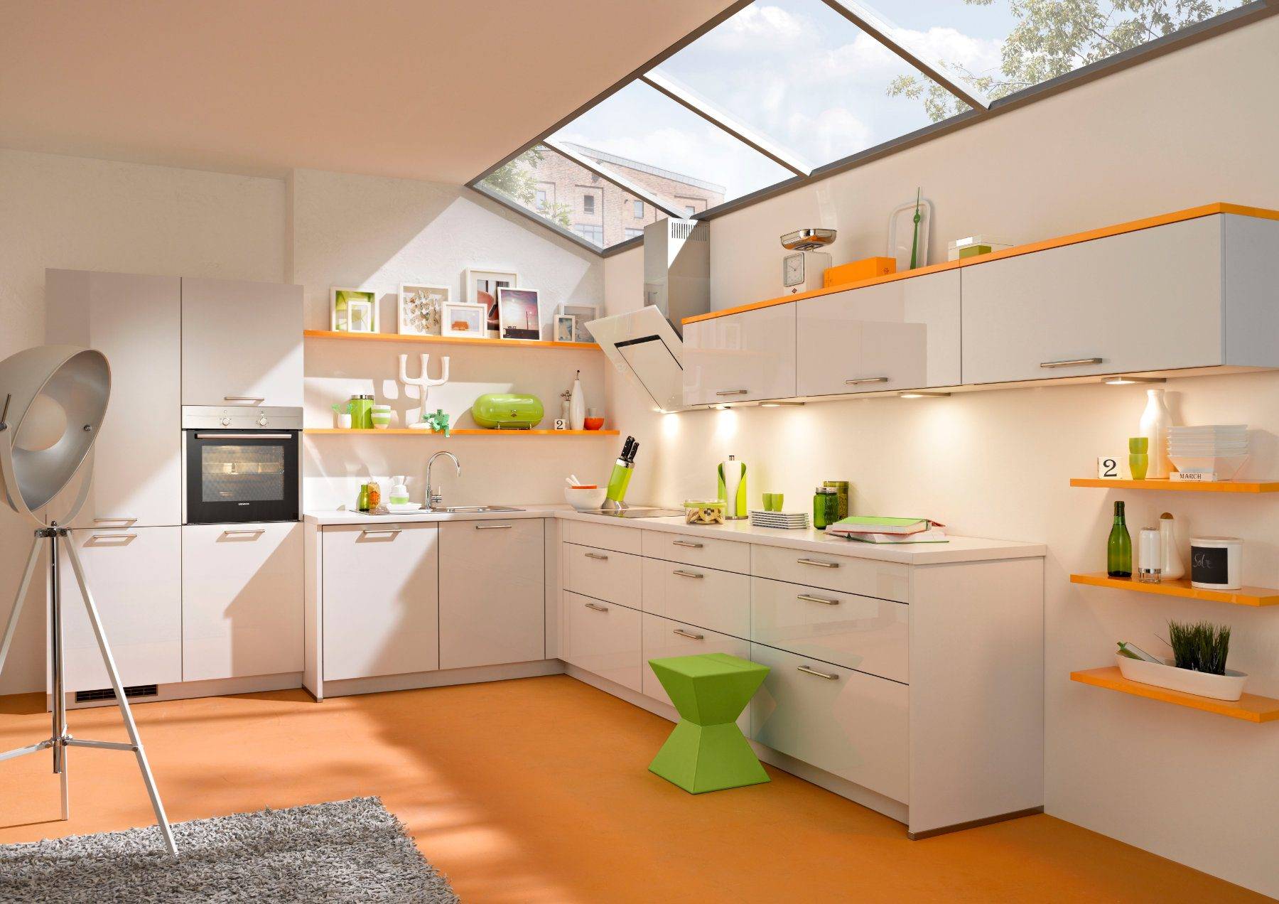 Bauformat High Gloss Light L Shaped Kitchen | Cotswood Kitchens, Blockley