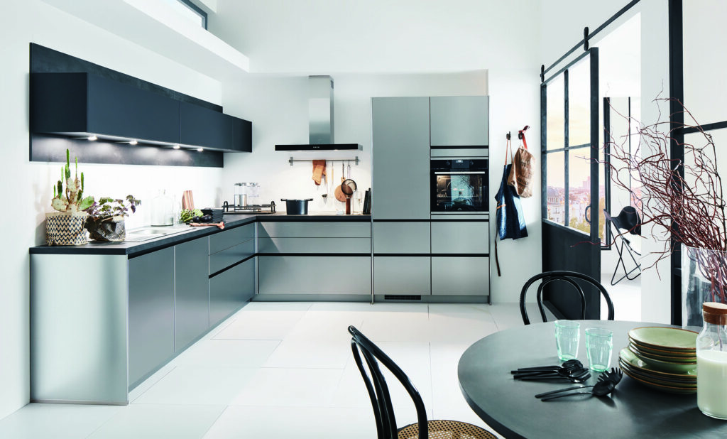 Nobilia Metallic Handleless L Shaped Kitchen 2021 1 | Vegas Kitchens, Folkestone