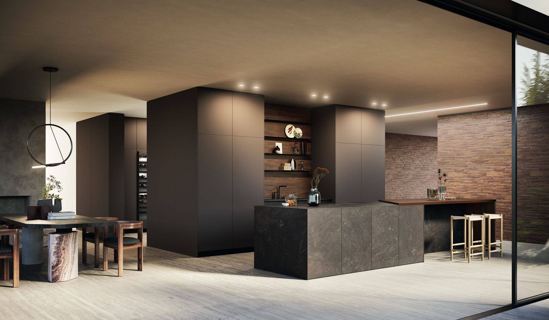 Nobilia Modern Concrete Handleless Open Plan Kitchen With Island | Lead Wolf, Peterborough