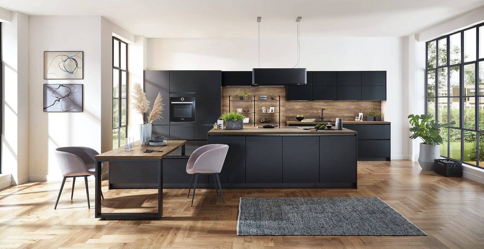 Nobilia Matt Black Wood Handleless Kitchen 1 | Lead Wolf, Peterborough