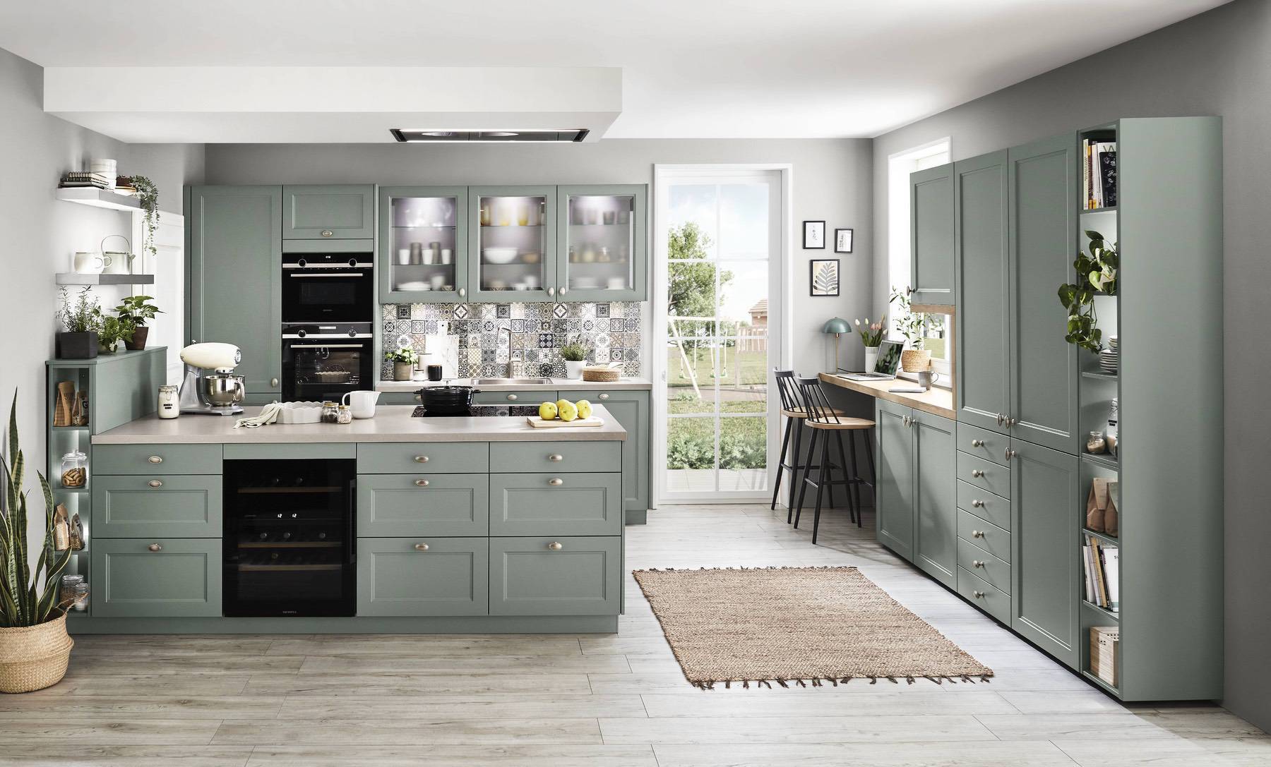 Nobilia Matt Blue Wood Open Plan Kitchen | Lead Wolf, Peterborough