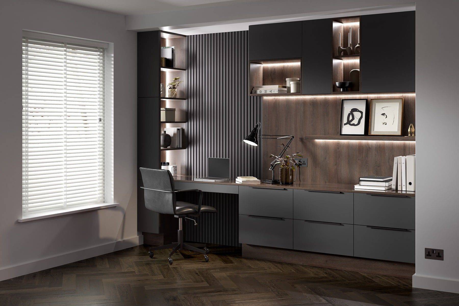 Porter Matt Graphite And Unity Sepia Gladstone Oak | Kubo Kitchens