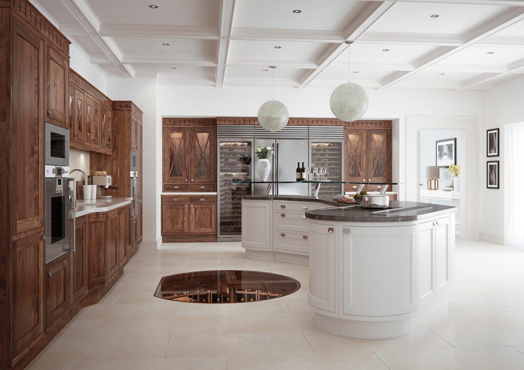 Loughton kitchen showroom -Aisling In Frame Wood Kitchen With Curved Island | My Dream Kitchen, London