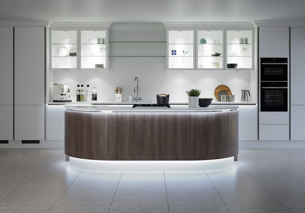 Sycamore Flexile Strip On Curved Island High Res 1200X840 | My Dream Kitchen, London