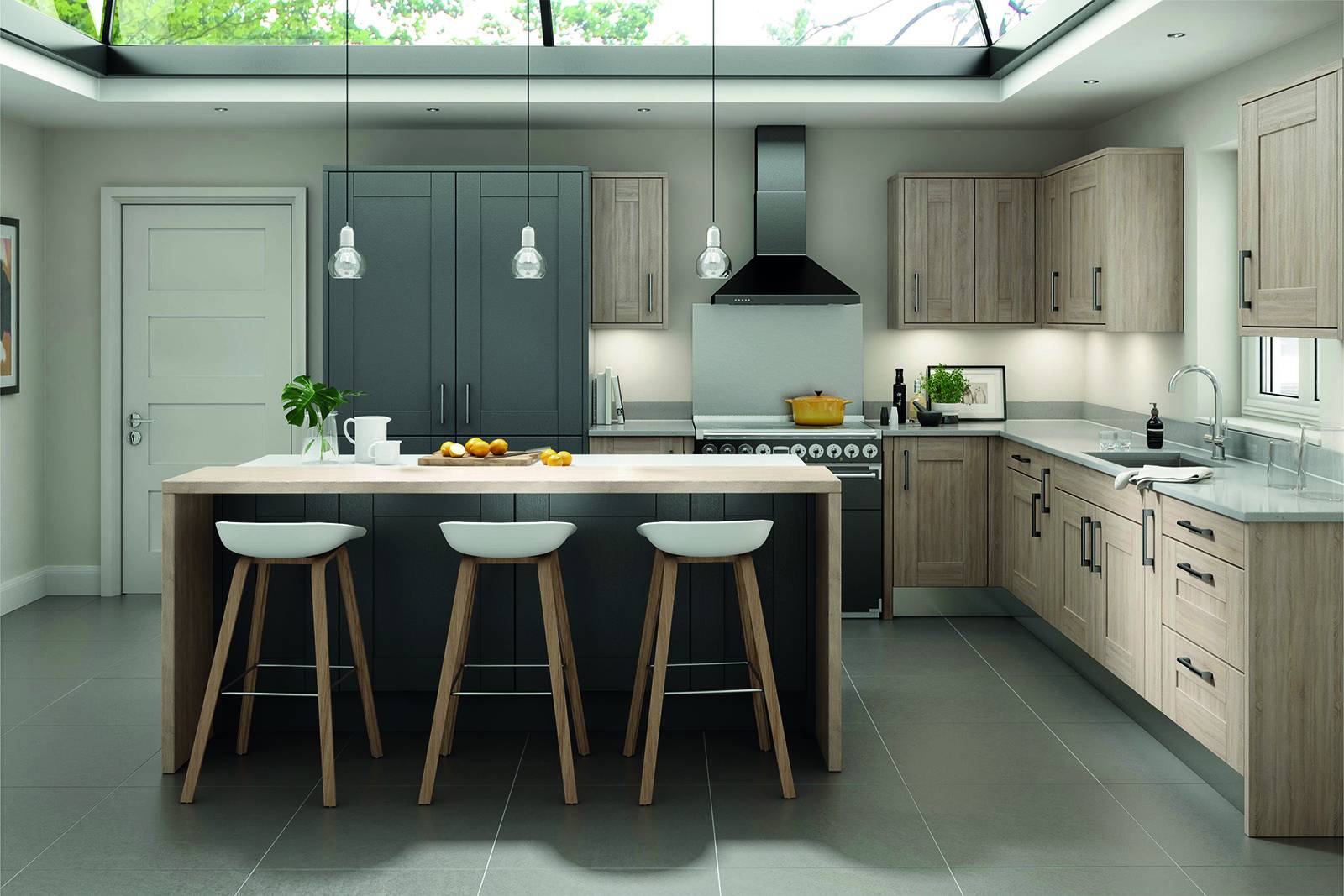 Second Nature Dark Grey Wood L Shaped Kitchen | My Dream Kitchen, London