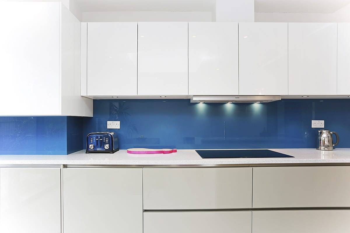 Topaz Blue Glass Splashback 2 | Lead Wolf, Peterborough