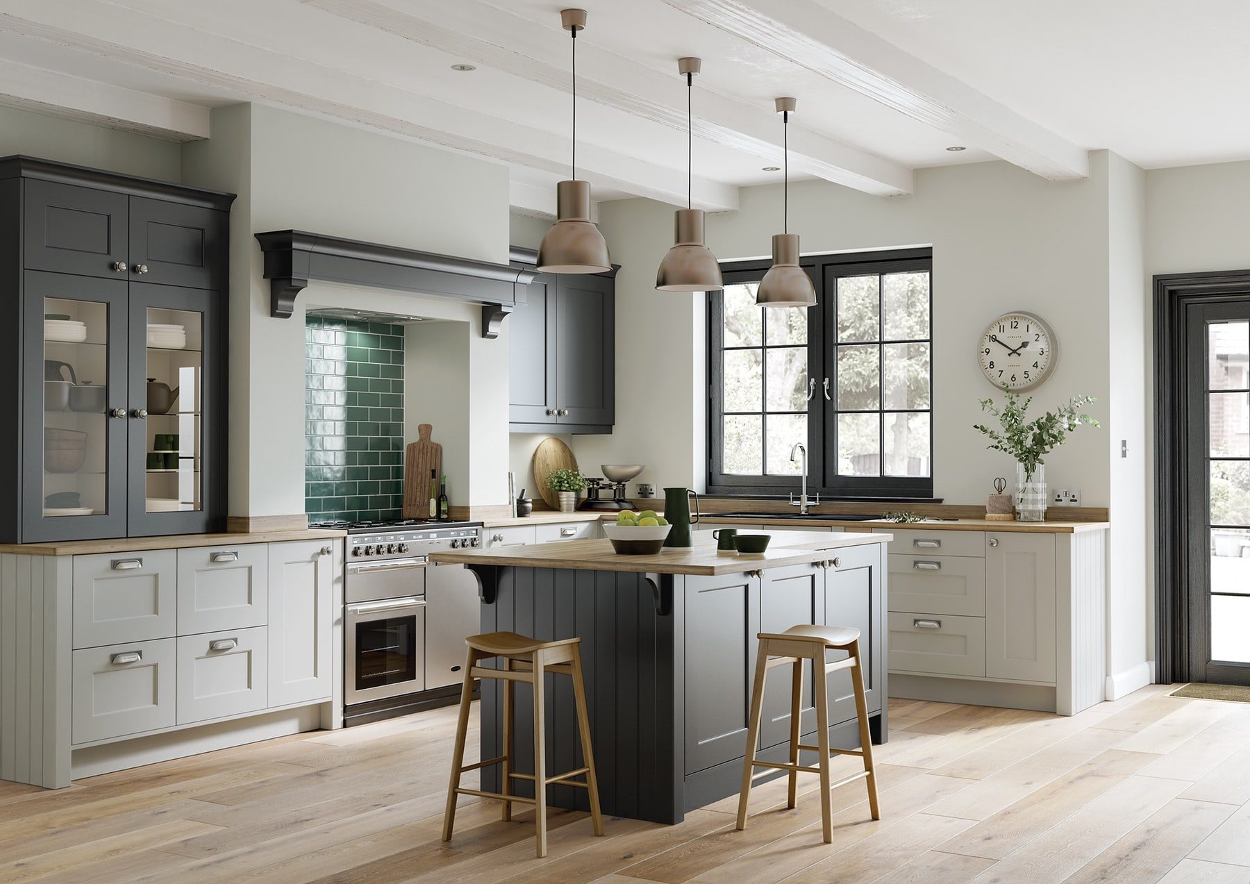 Florence Graphite And Light Grey Shaker Kitchen | Inova Kitchens, Luton