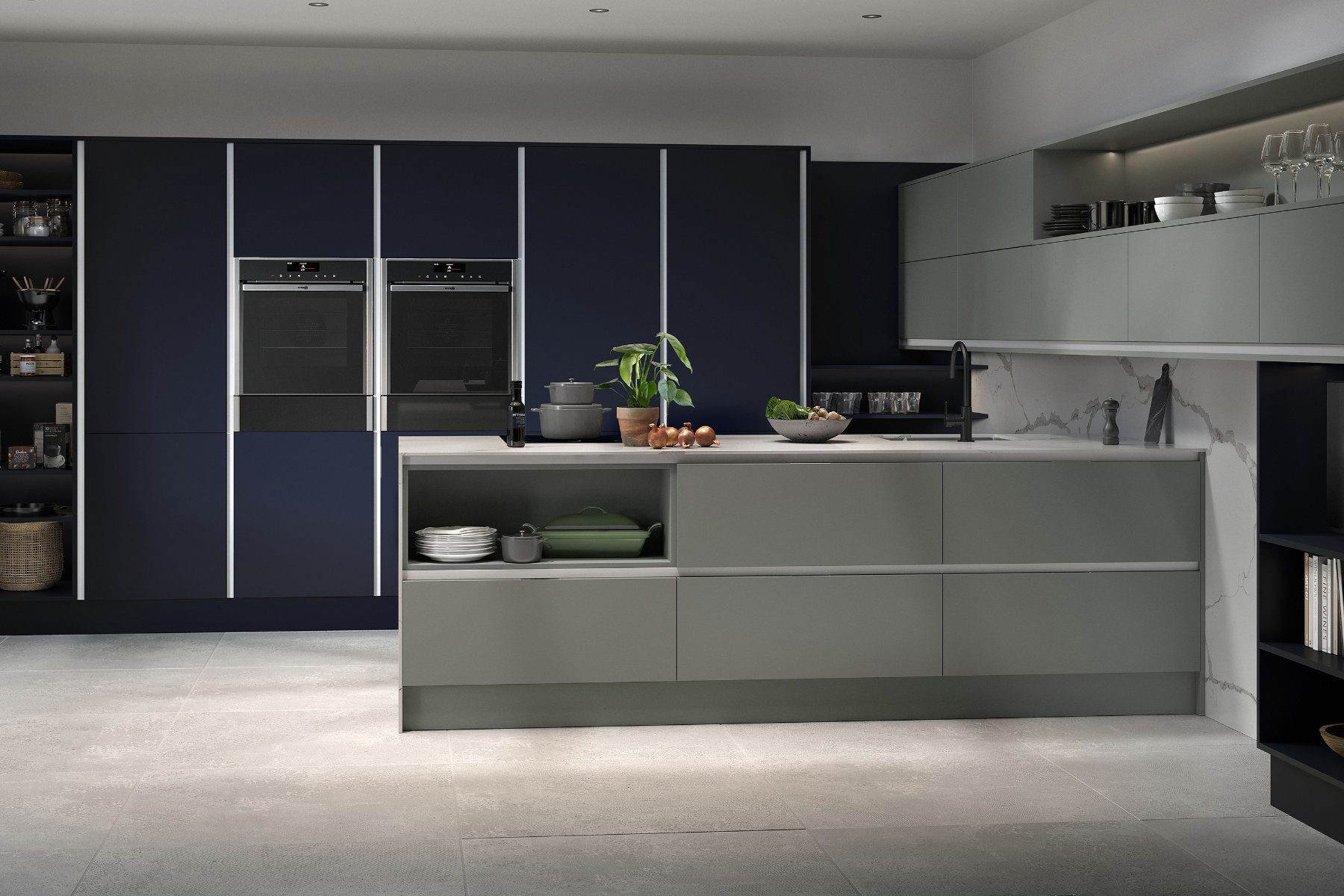 Inset Chic Fjord And Dark Blue | Inova Kitchens, Luton