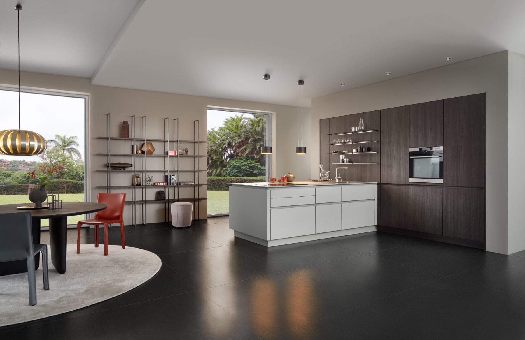 Leicht Matt White Dark Wood Handleless Kitchen | Inova Kitchens, Luton