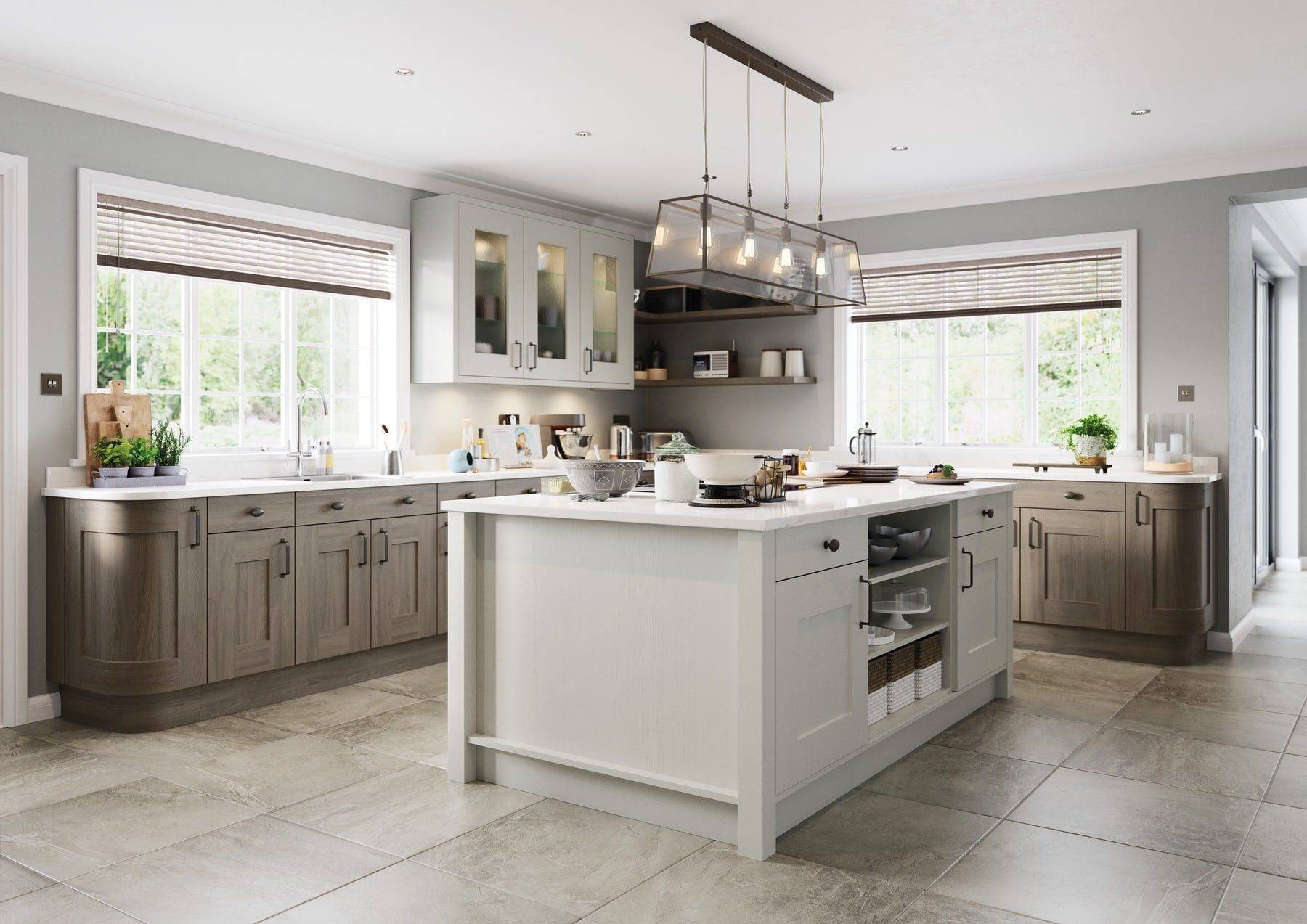 Clonmel Light Grey And Carbon Shaker L Shaped Kitchen With Island | Lead Wolf, Peterborough