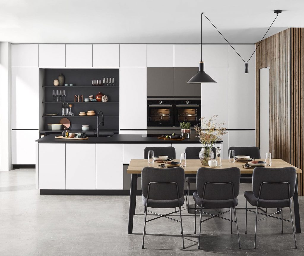new kitchen cost Barnsley - Nobilia Modern Matt White Handleless Kitchen | Square Kitchens, Barnsley