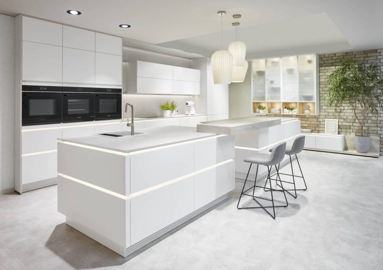 Nobilia Modern White Handleless Kitchen 2 | Square Kitchens, Barnsley