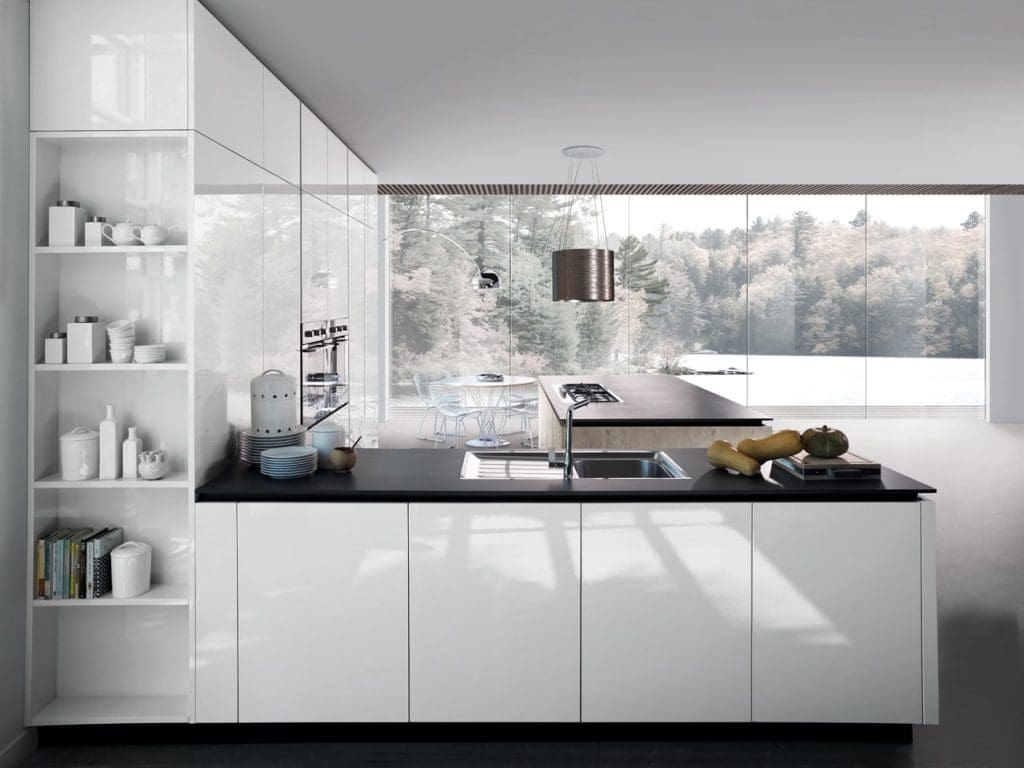 Miton White Gloss Handleless Kitchen | Square Kitchens, Barnsley