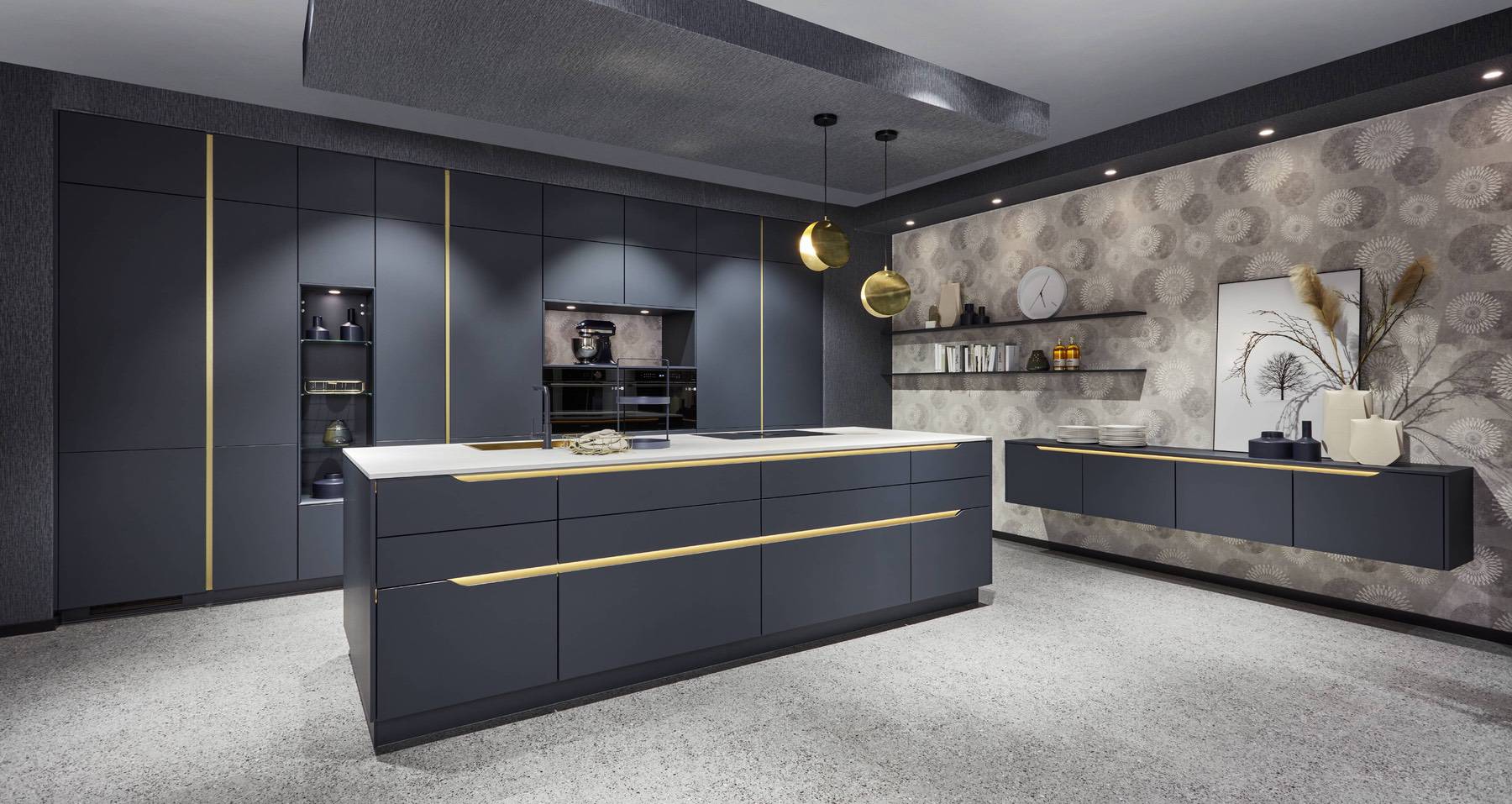 Nobilia Dark Feature wall Kitchen (1)