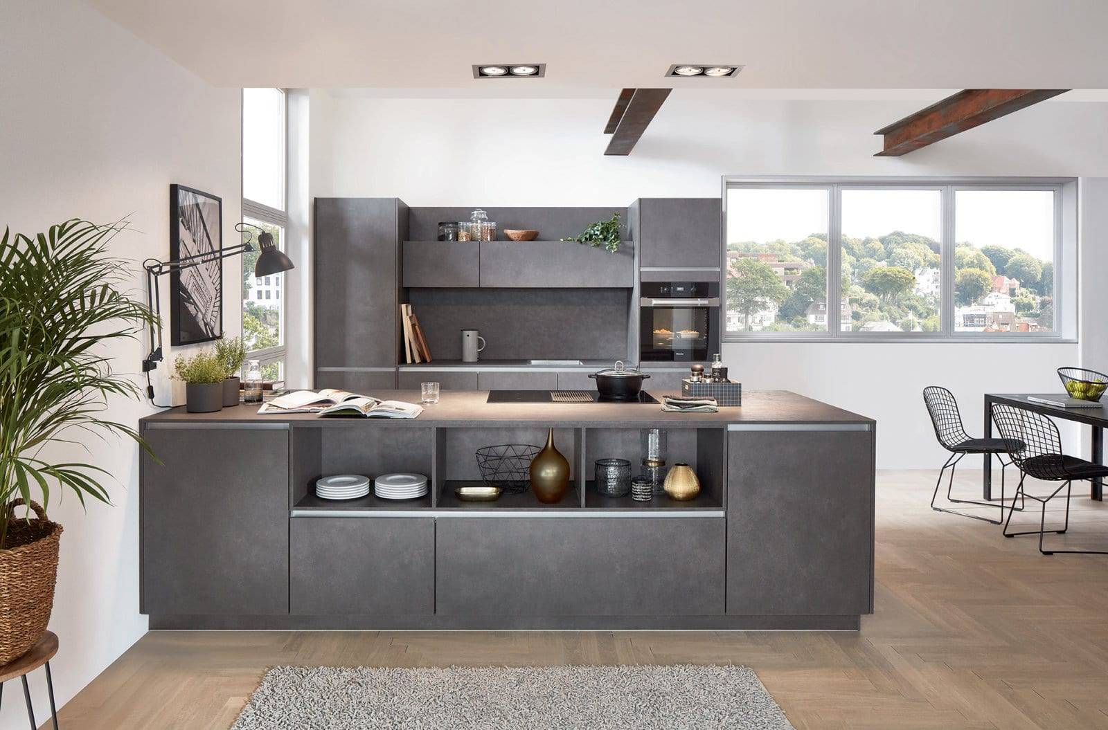 Nobilia Dark Concrete Kitchen | Square Kitchens, Barnsley