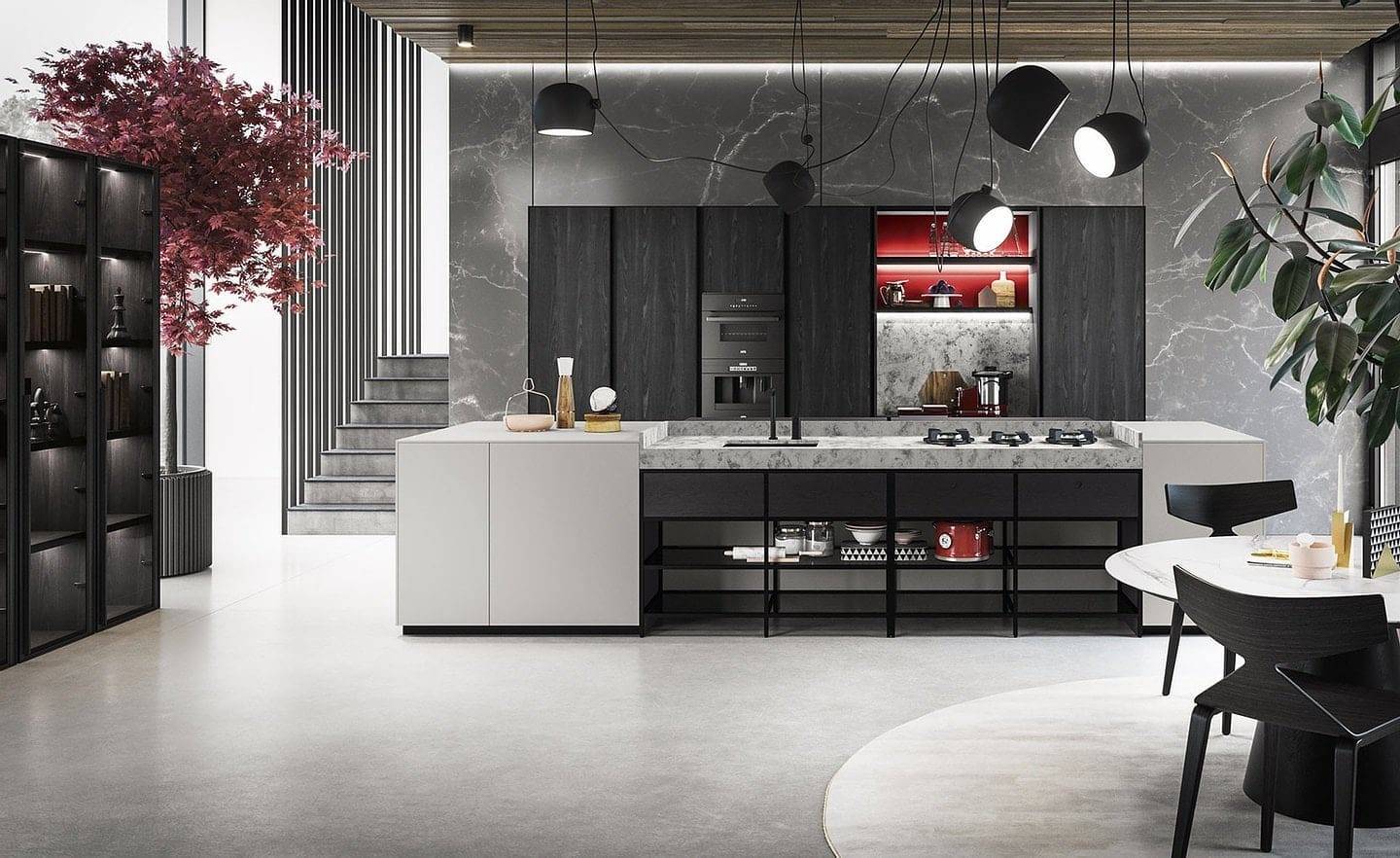 Nobilia Modern Dark Wood U Shaped Kitchen 2021 | Square Kitchens, Barnsley