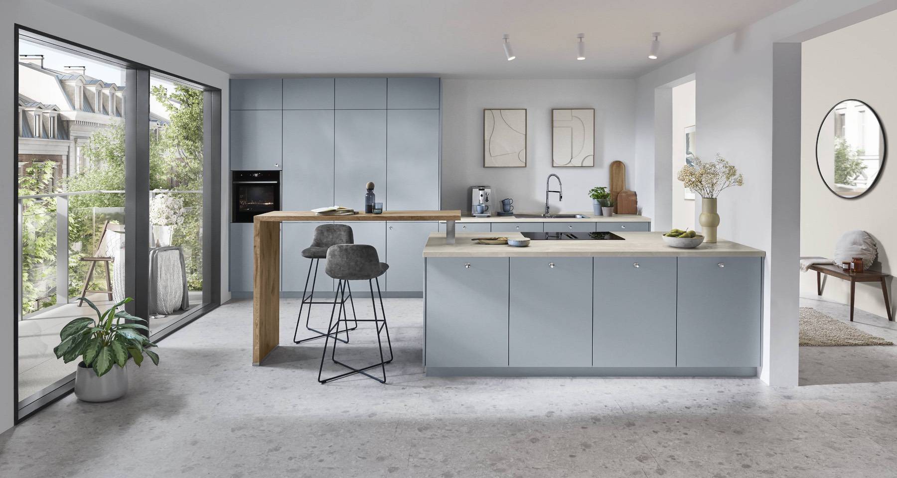 Nobilia Modern Dark Wood U Shaped Kitchen 2021 | Square Kitchens, Barnsley