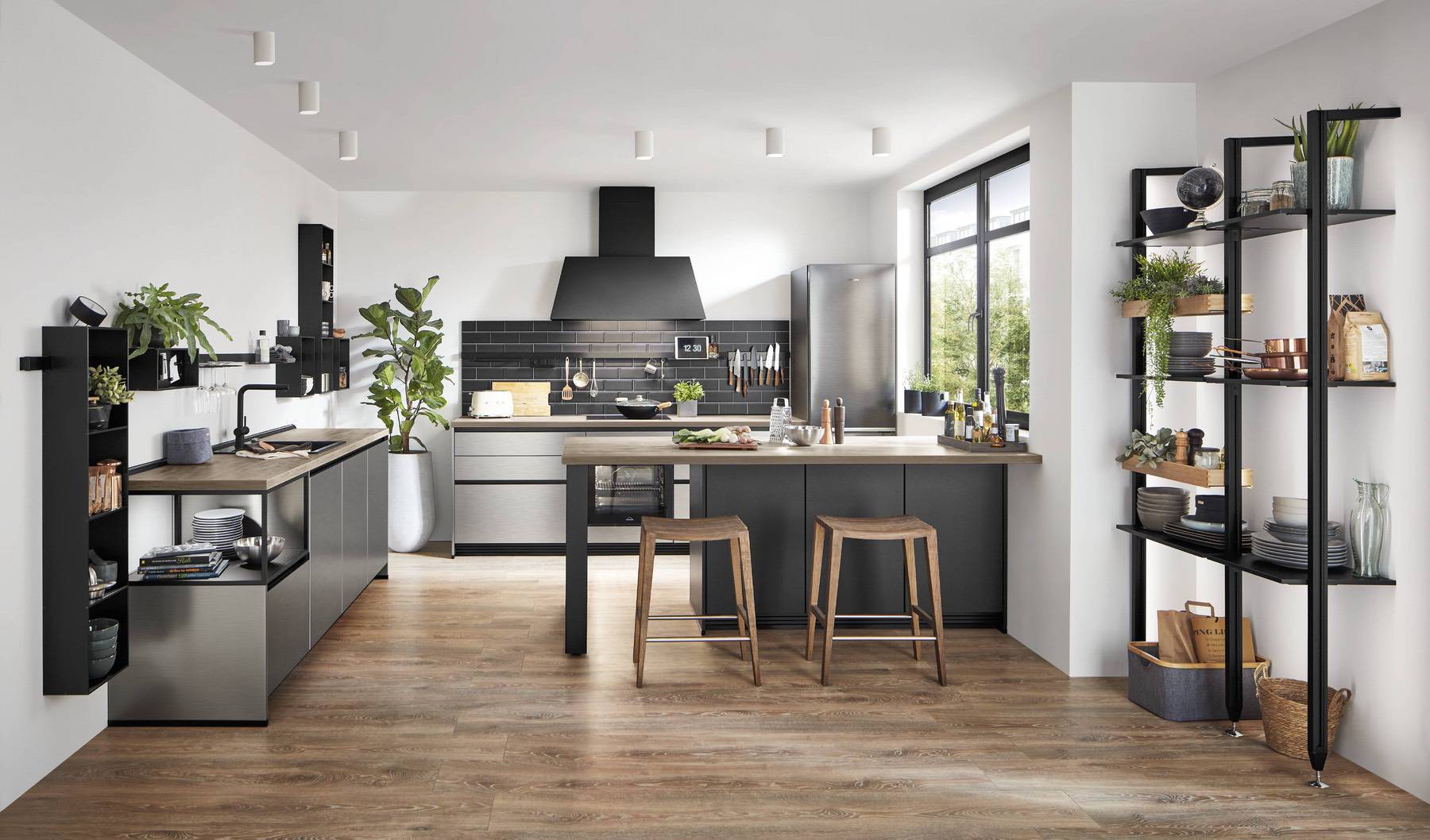 Nobilia Modern Dark Wood U Shaped Kitchen 2021 | Square Kitchens, Barnsley
