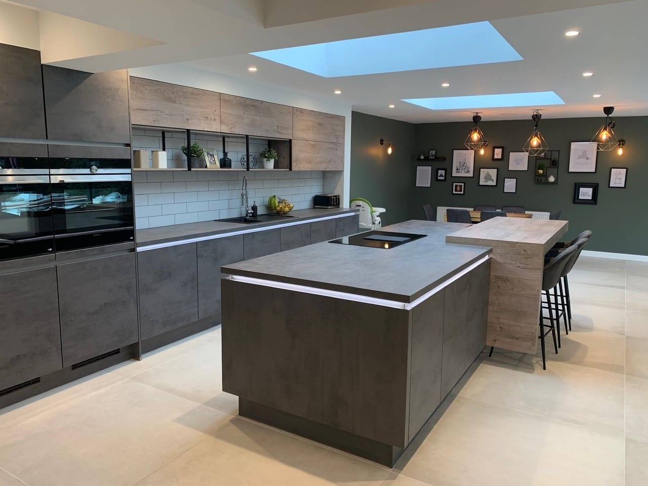 Nobilia Modern Dark Wood U Shaped Kitchen 2021 | Square Kitchens, Barnsley