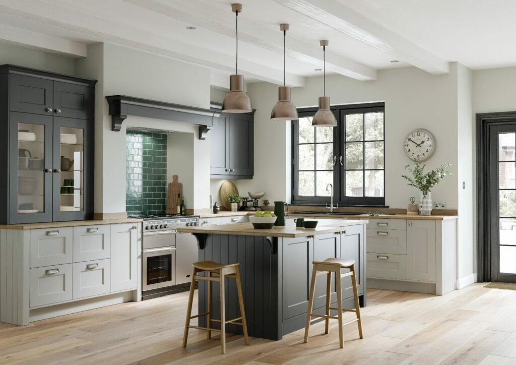 Alku Open Plan L Shaped Matt Shaker Kitchen With Island 1 | Sia Kitchens, Hertfordshire