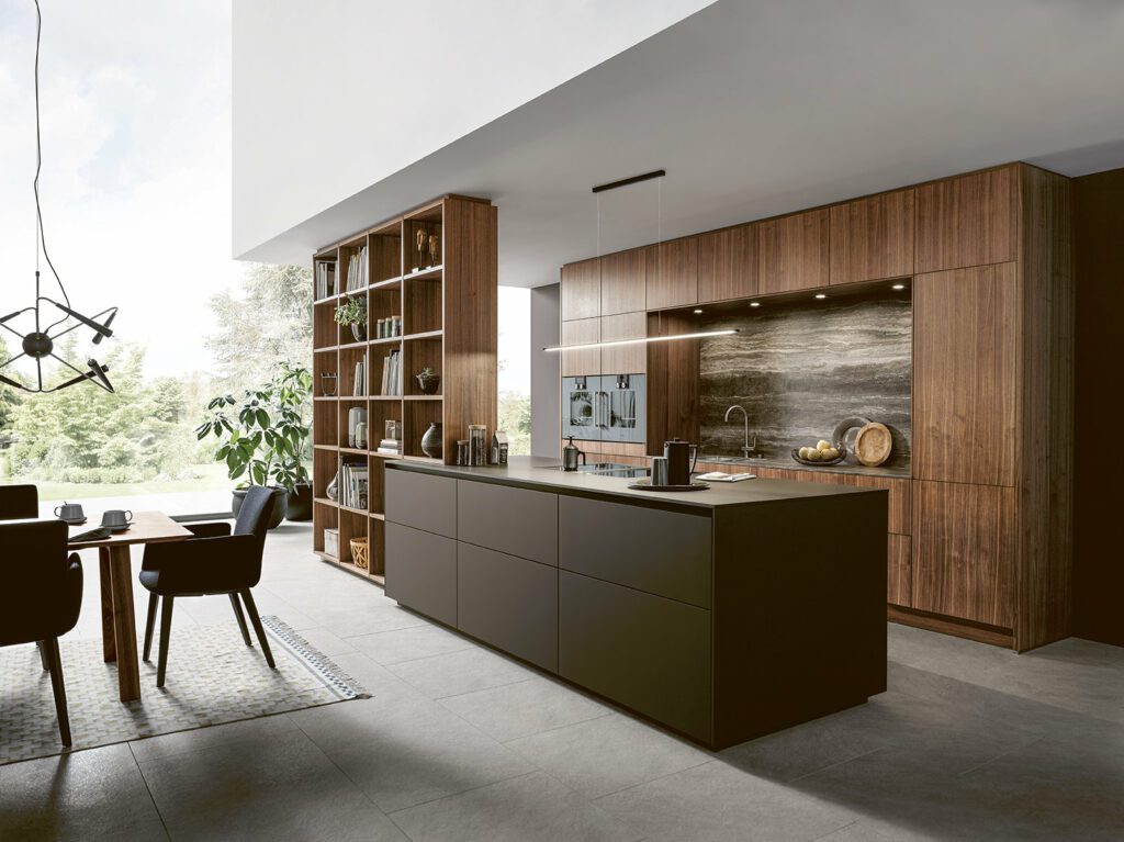Next125 Modern Matt Wood Handleless Open Plan Kitchen With Island | Sia Kitchens, Hertfordshire