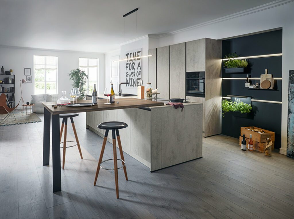 Schuller Concrete Modern Open Plan Kitchen With Island | Sia Kitchens, Hertfordshire