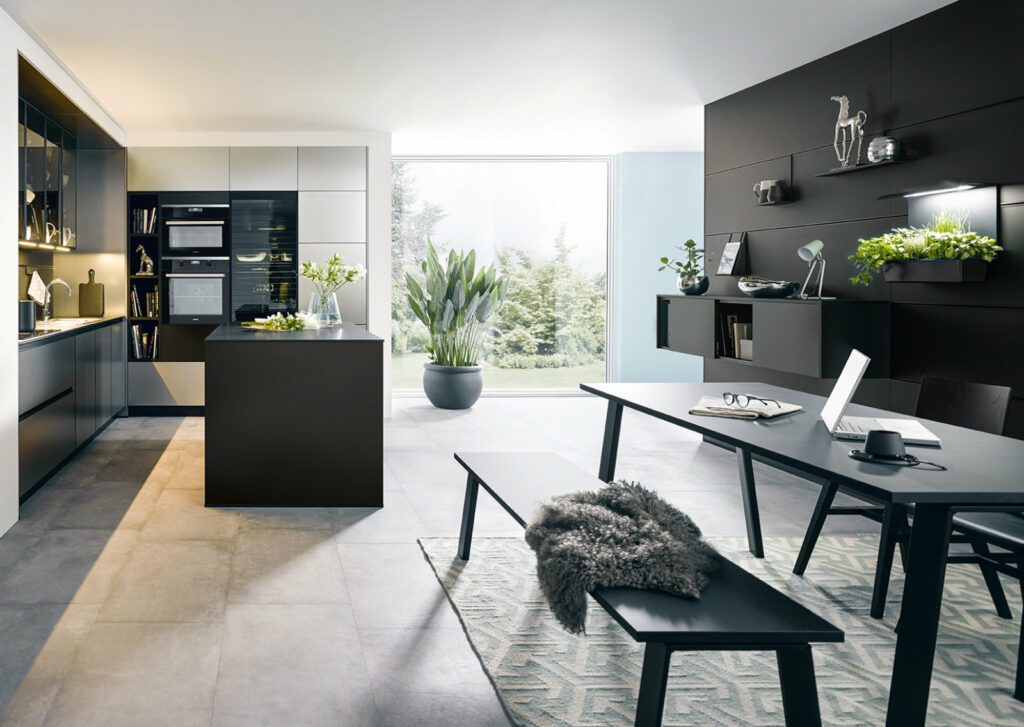 Schuller Dark Matt Metallic Modern Kitchen 1 | Sia Kitchens, Hertfordshire
