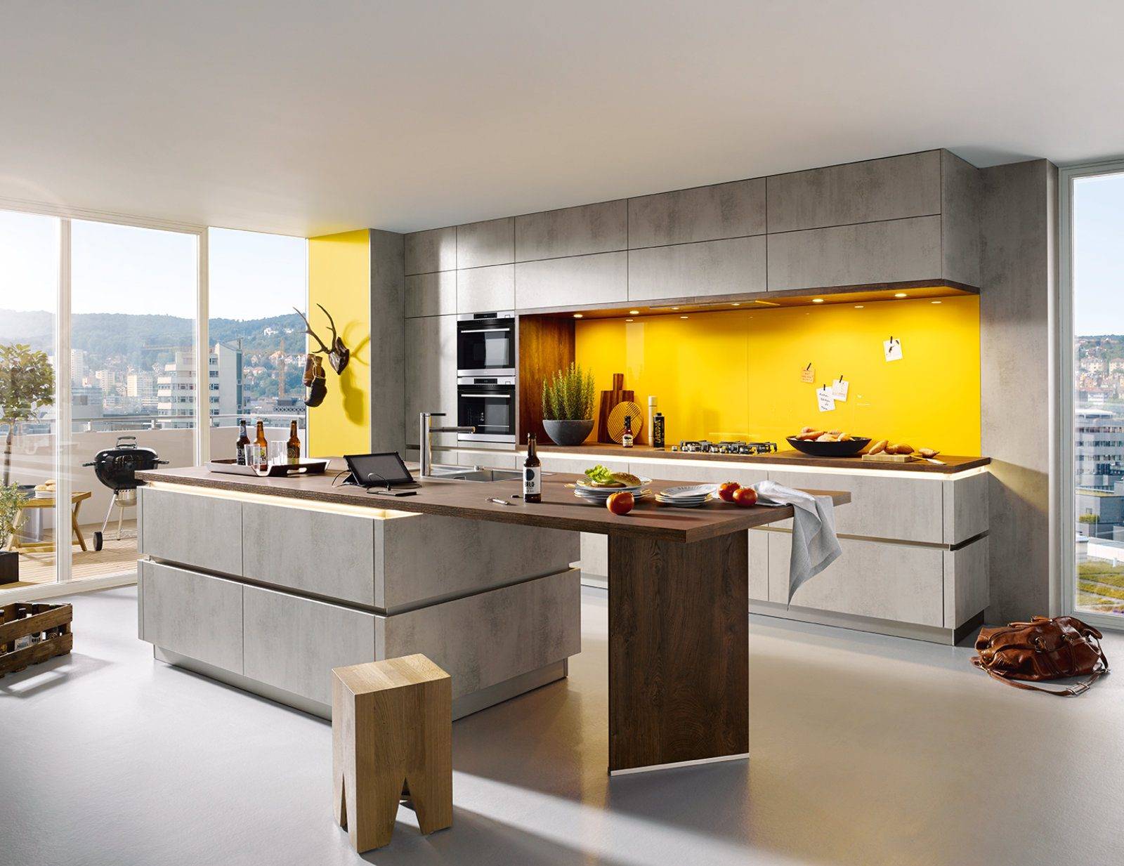 Schuller Concrete Open Plan Handleless Kitchen With Island 4 | Sia Kitchens, Hertfordshire