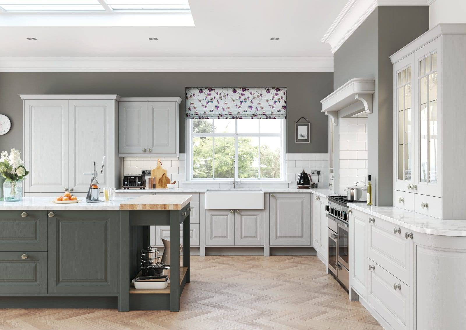Alku White Grey Open Plan U Shaped Kitchen With Island 1 | Sia Kitchens, Hertfordshire