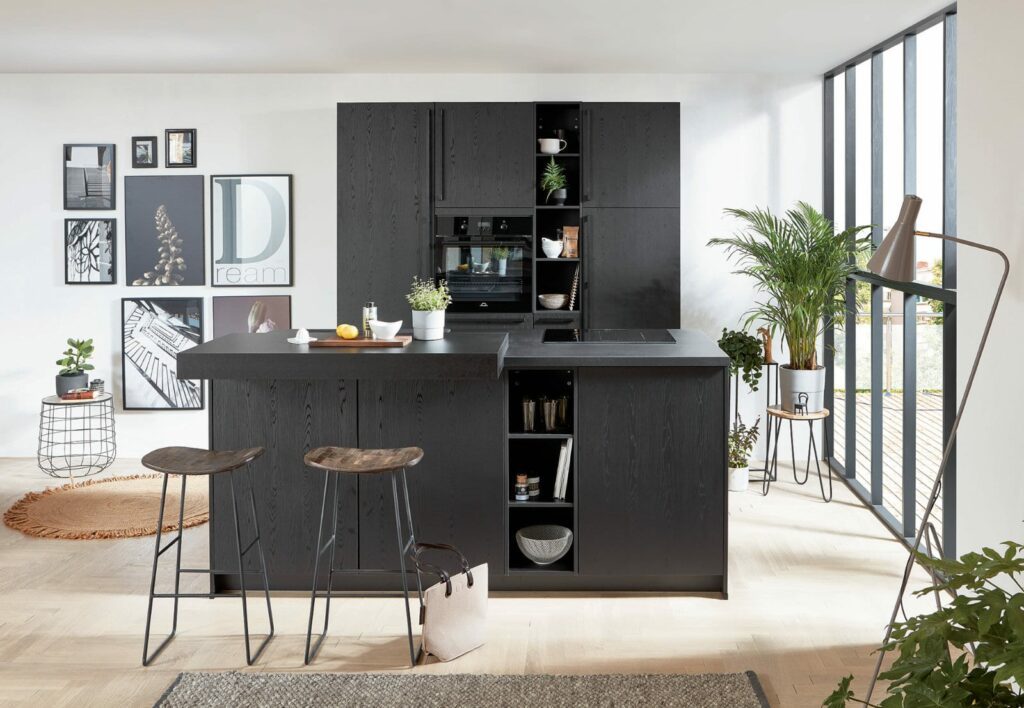 Family-Friendly Kitchen Design Manchester - Nobilia Dark Compact Handleless Kitchen With Island 2021 2 | Portfolio Kitchens, Swinton