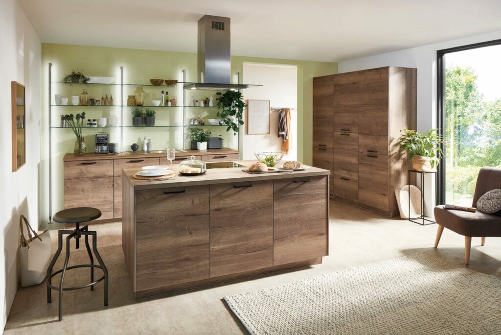 Nobilia Modern Wood Kitchen With Island 2021 1 | Portfolio Kitchens, Swinton