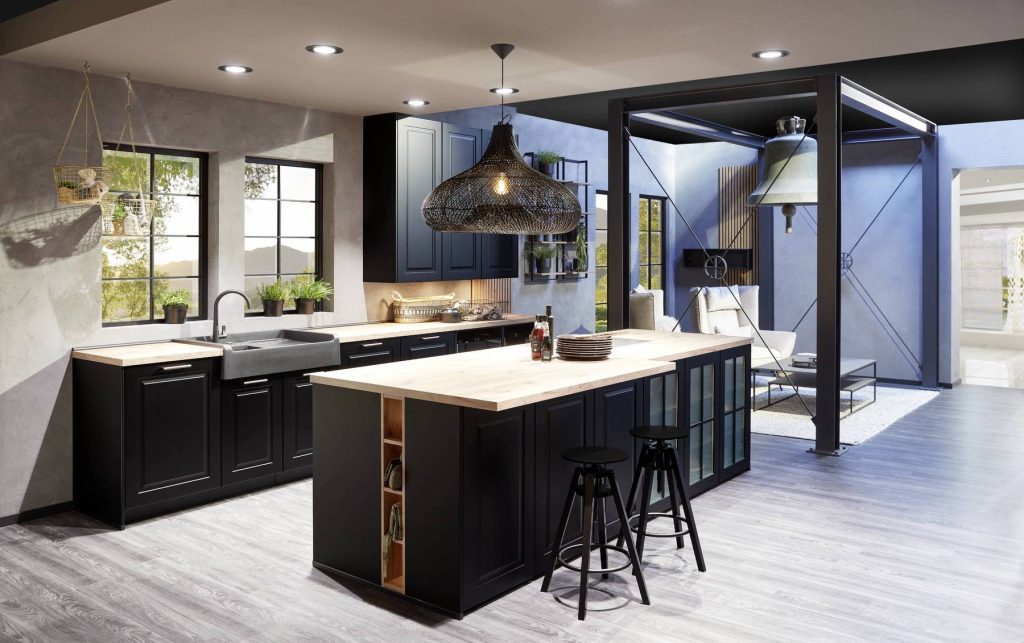 Nobilia Open Plan Dark Stone Kitchen 1 | Portfolio Kitchens, Swinton