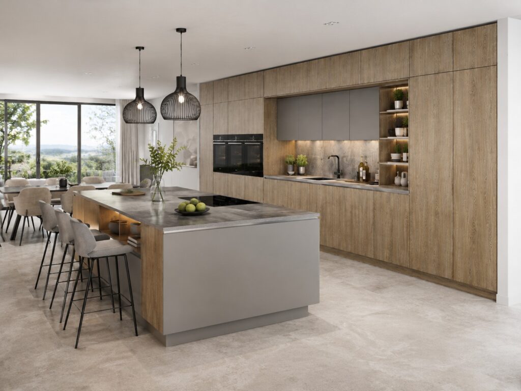 modern wood kitchen | Portfolio Kitchens, Swinton