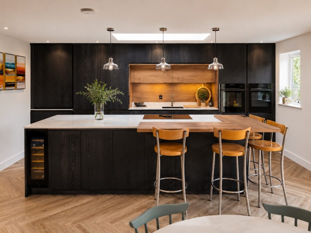 modern dark wood kitchen design Portfolio Kitchens, Swinton
