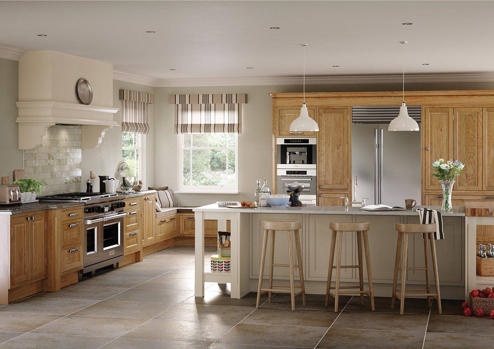 Aisling Wood Shaker L Shaped Kitchen With Island | Portfolio Kitchens, Swinton