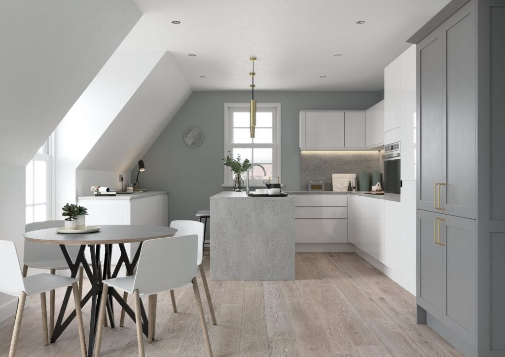 Alku Compact White Grey U Shaped Kitchen 3 | Royal Kitchen Designs, Pontypool