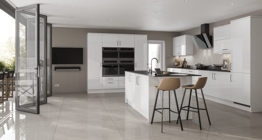 Jjo White Gloss Kitchen 1 | Royal Kitchen Designs, Pontypool