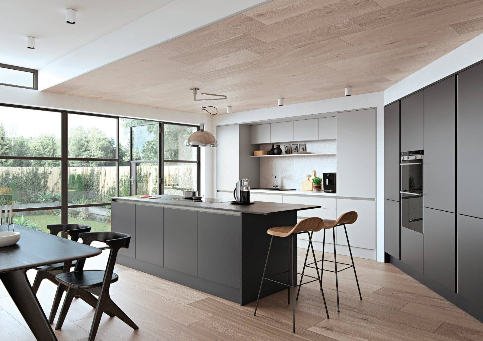 Alku Modern Handleless Matt Kitchen With Island | Royal Kitchen Designs, Pontypool