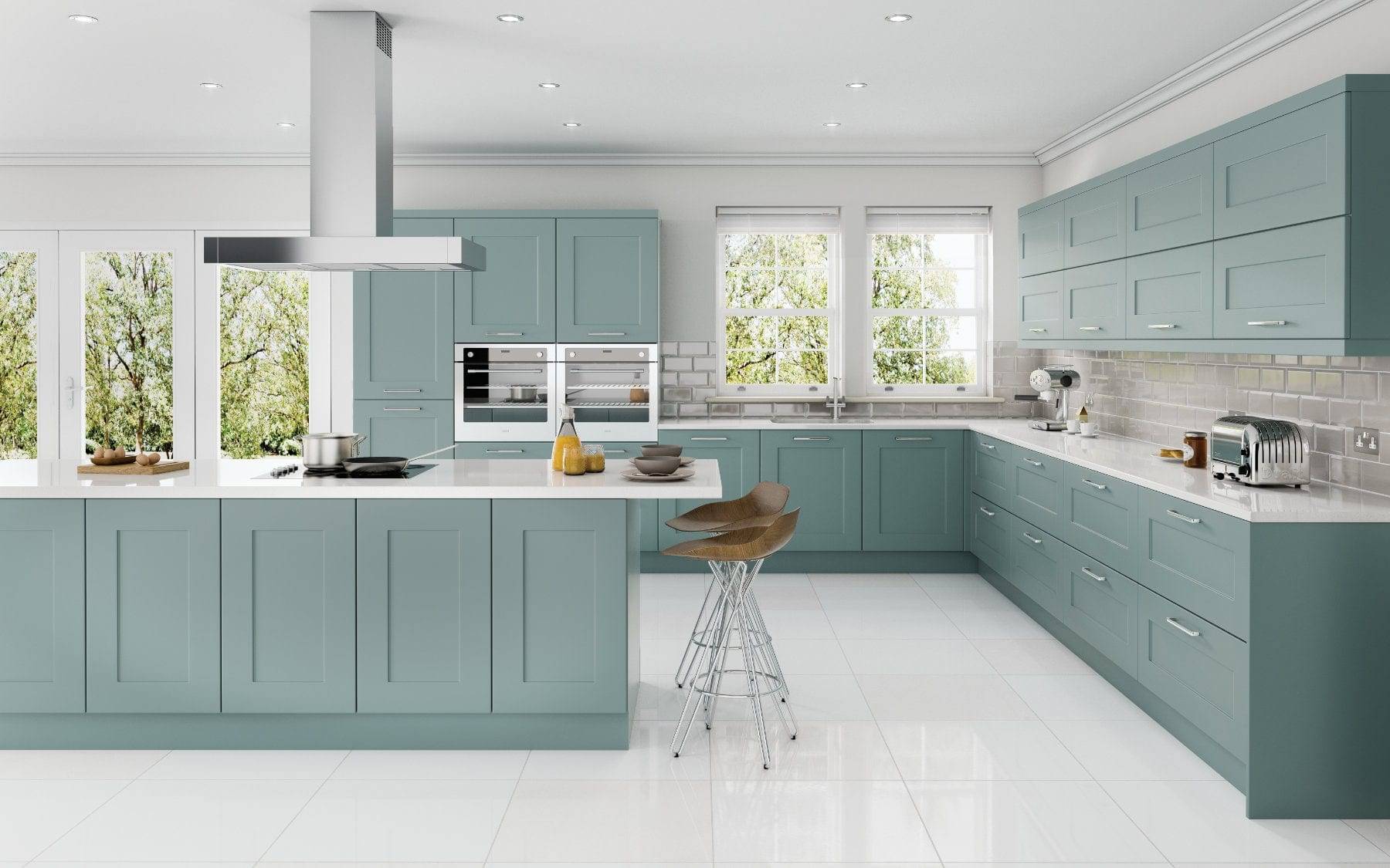 Jjo Blue Shaker Kitchen With Island | Royal Kitchen Designs, Pontypool