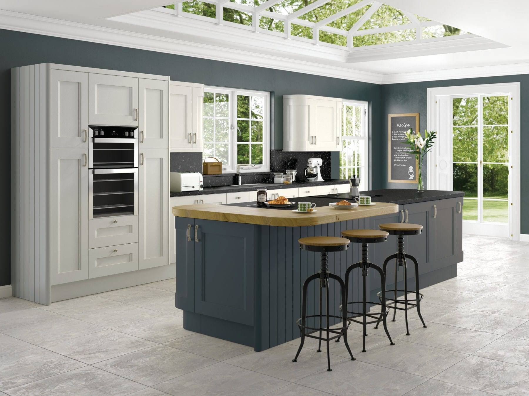 Jjo White Shaker Kitchen With Grey Island | Royal Kitchen Designs, Pontypool