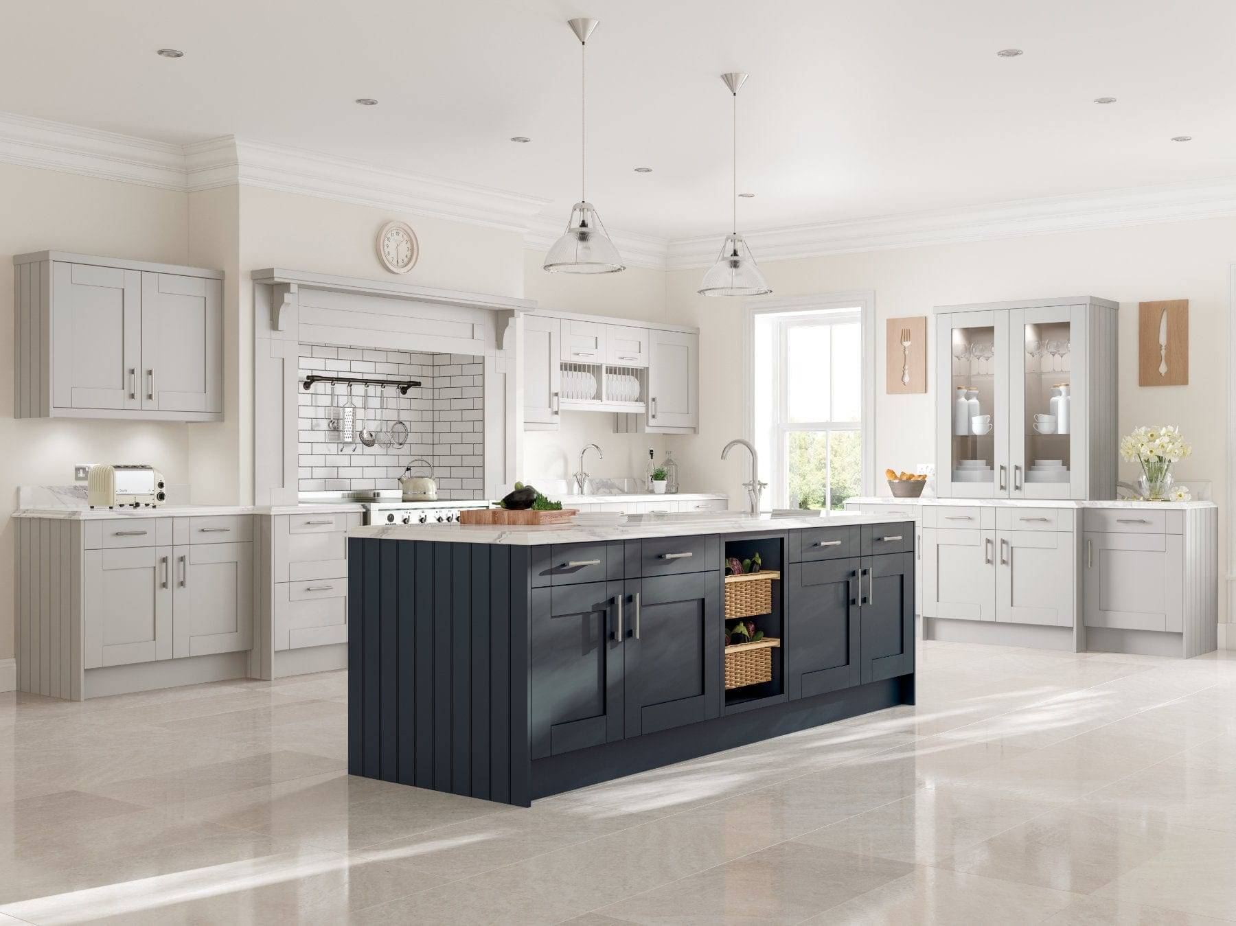Jjo Grey Shaker Kitchen With Dark Island | Royal Kitchen Designs, Pontypool