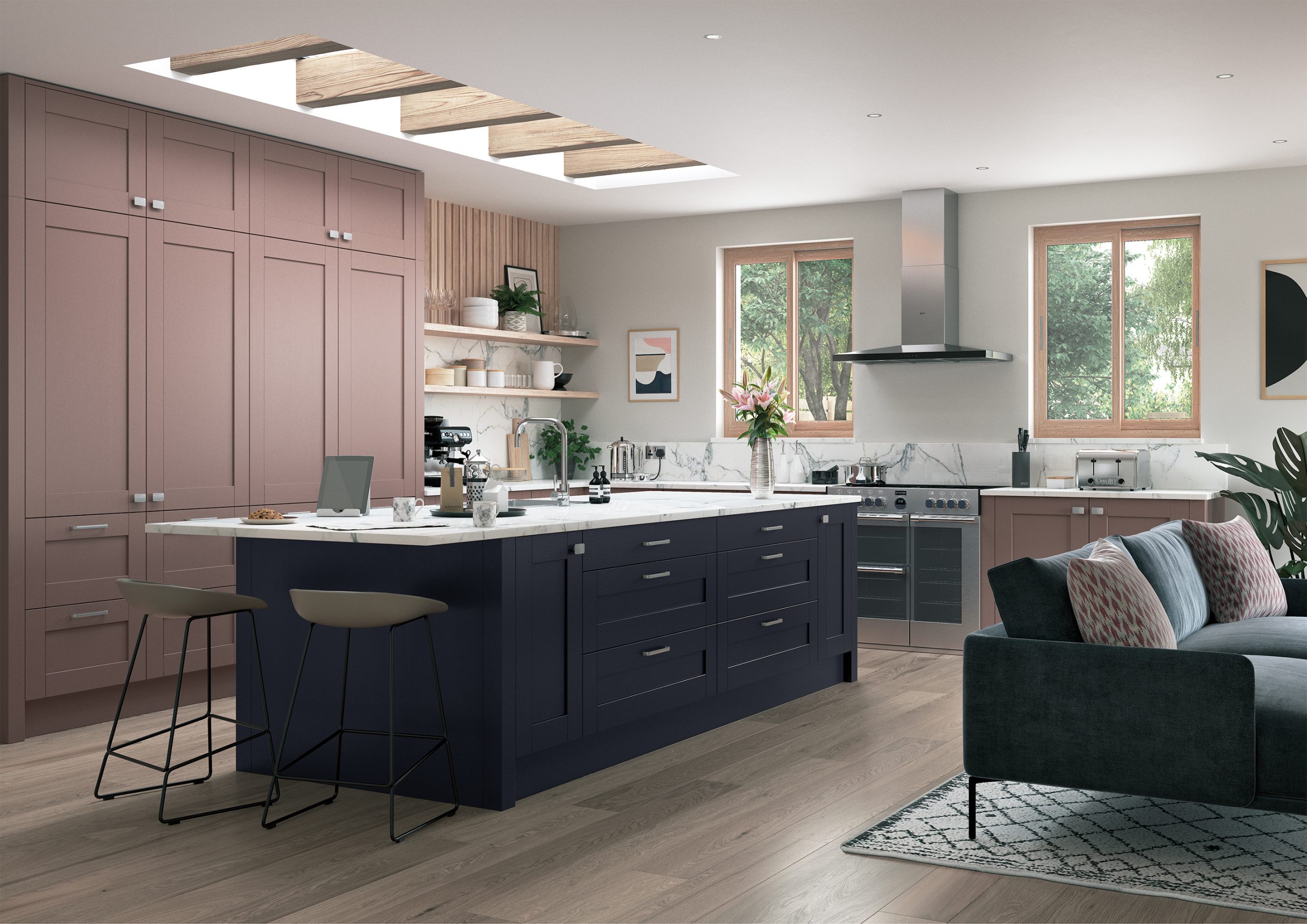 Madison Vintage Pink And Slate Blue Main Shot Rgb | Unlimited Kitchens, Nottingham