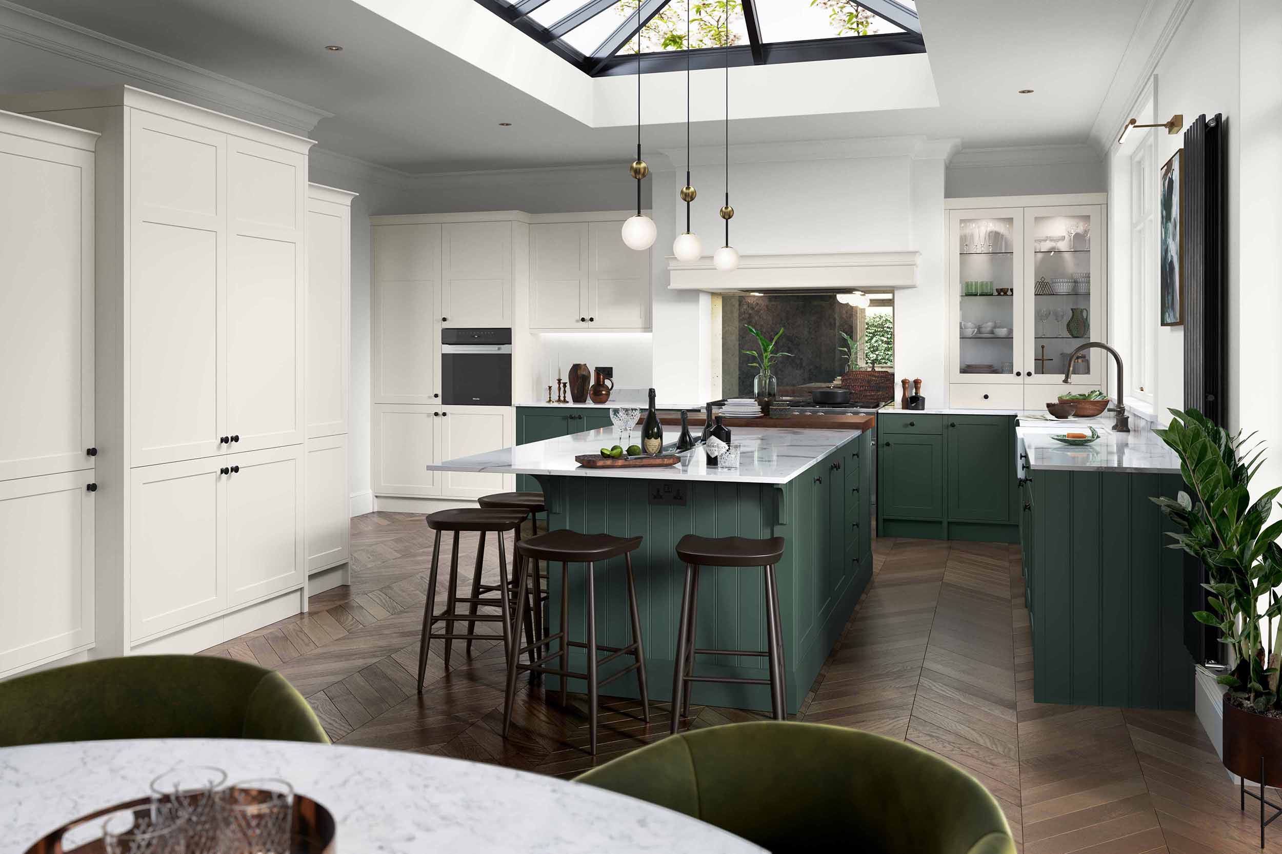 Clifden Heritage Green And Porcelain | Unlimited Kitchens, Nottingham