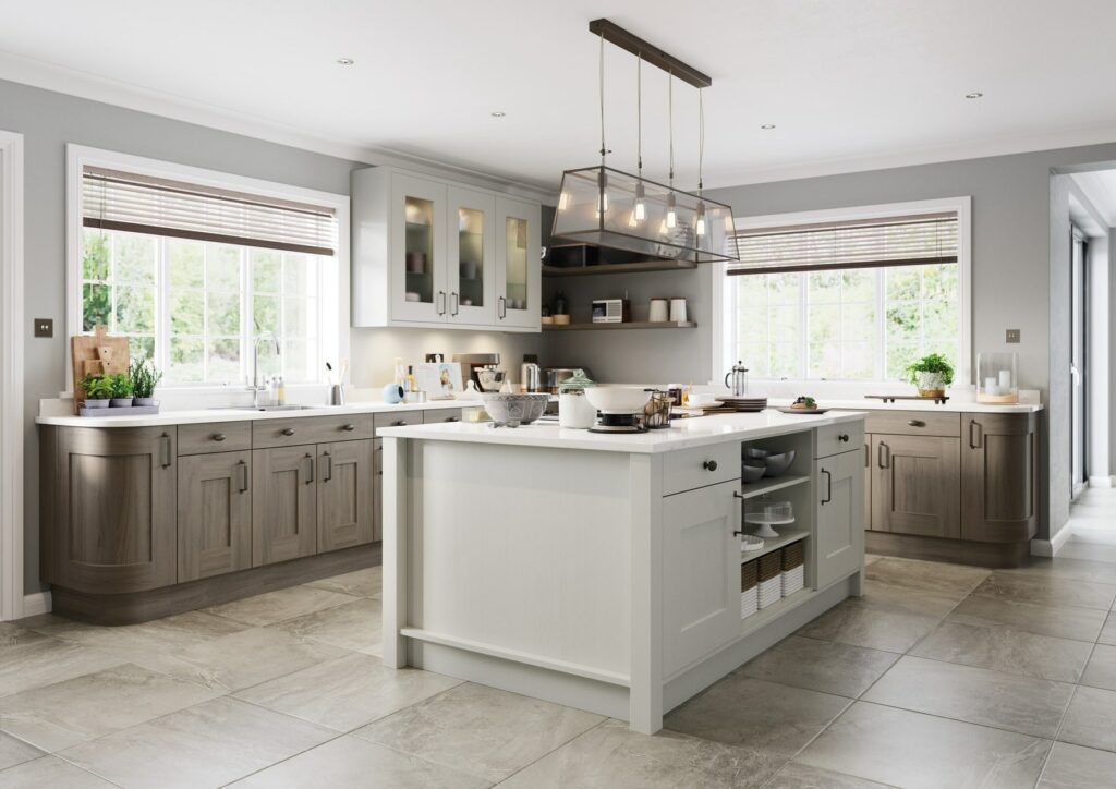 Clonmel Light Grey And Carbon Shaker L Shaped Kitchen With Island 1 | Colourhill, Boughton