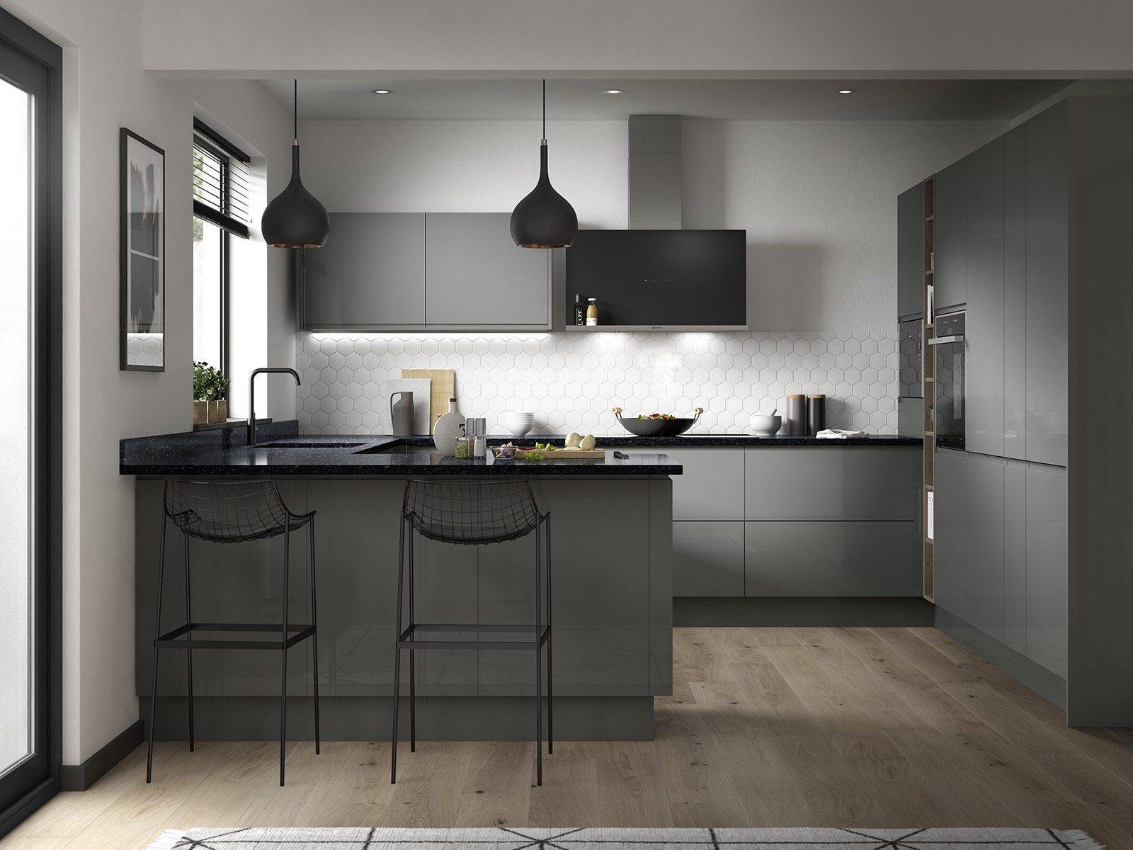 Second Nature Dark Grey Gloss Kitchen | Colourhill, Lincoln